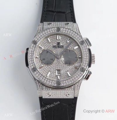 Swiss Made Copy Hublot Full Iced Classic Fusion HB Factory 7750 Auto Watch